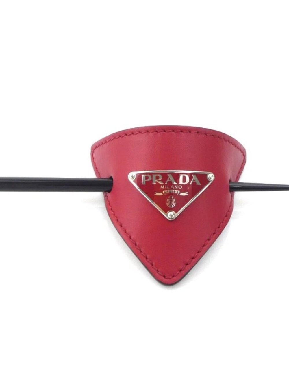 PRADA Kankanashi Hair Accessory Red/Black Leather/Plastio